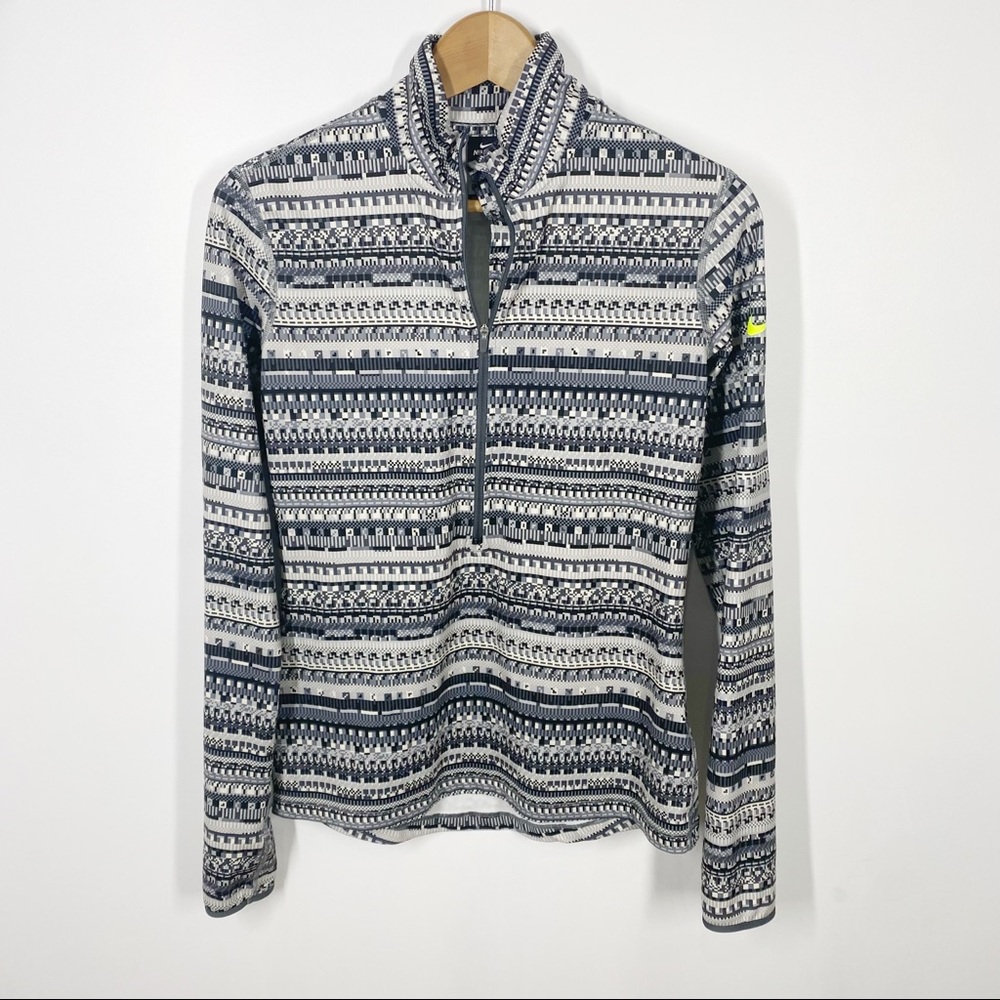 Nike Pro 1/2 Zip Printed Pullover Top Medium
